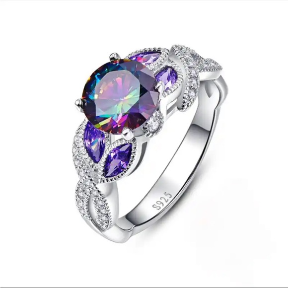 Jewelry - New Women’s 925 Silver Beautiful Marquise Amethyst Ring
